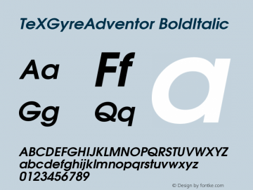 TeXGyreAdventor BoldItalic Version 2.003 Font Sample