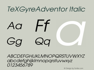 TeXGyreAdventor Italic Version 2.003 Font Sample
