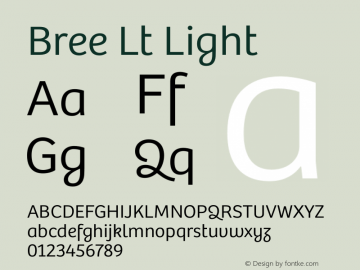 Bree Lt Light Version 1.000 Font Sample