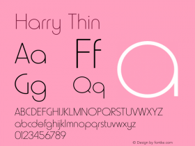 Harry Thin 1.000 Font Sample