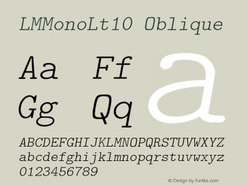 LMMonoLt10 Oblique Version 2.004 Font Sample