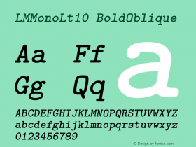 LMMonoLt10 BoldOblique Version 2.004 Font Sample