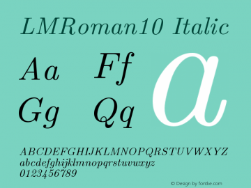 LMRoman10 Italic Version 2.004 Font Sample