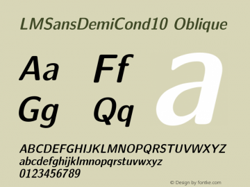 LMSansDemiCond10 Oblique Version 2.004 Font Sample