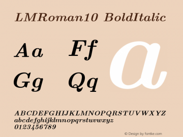 LMRoman10 BoldItalic Version 2.004 Font Sample