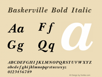 Baskerville Bold Italic 1.0 Fri May 28 16:45:00 1993 Font Sample