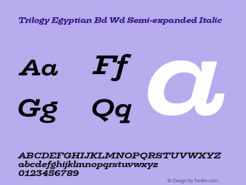 Trilogy Egyptian Bd Wd Semi-expanded Italic Version 1.000 Font Sample
