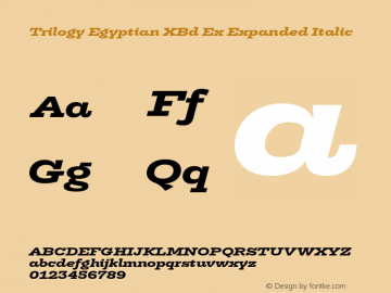 Trilogy Egyptian XBd Ex Expanded Italic Version 1.000 Font Sample