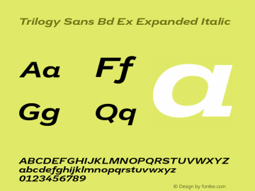 Trilogy Sans Bd Ex Expanded Italic Version 1.000 Font Sample
