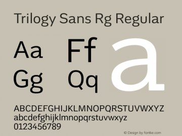 Trilogy Sans Rg Regular 1.000 Font Sample