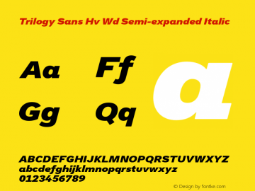 Trilogy Sans Hv Wd Semi-expanded Italic Version 1.000 Font Sample