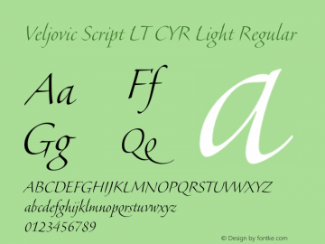 Veljovic Script LT CYR Light Regular Version 1.00图片样张