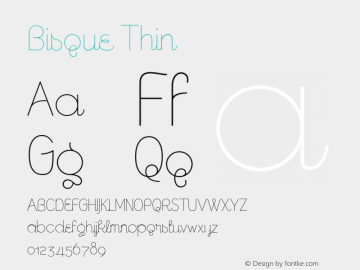 Bisque Thin Version 1.2 Font Sample