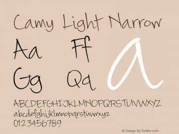 Camy Light Narrow Version 1.004 Font Sample