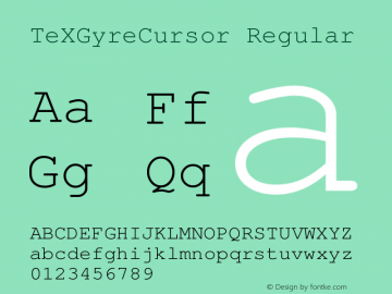 TeXGyreCursor Regular Version 2.004 Font Sample