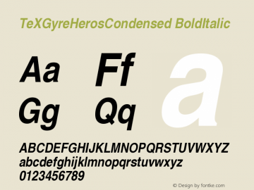 TeXGyreHerosCondensed BoldItalic Version 2.004图片样张