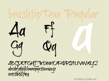 brushtipTexe Regular Macromedia Fontographer 4.1 30-10-2009 Font Sample