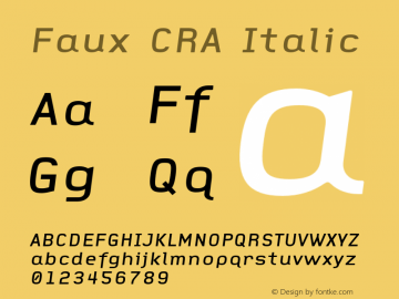Faux CRA Italic 001.000 Font Sample