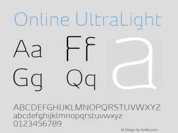 Online UltraLight Version 1.001 Font Sample