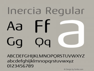 Inercia Regular Version 1.001 Font Sample