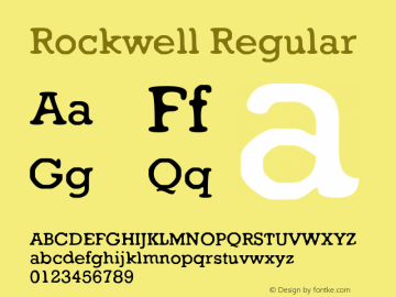 Rockwell Regular Version 1.00 Font Sample