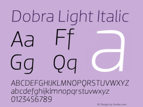 Dobra Light Italic Version 1.0 Font Sample