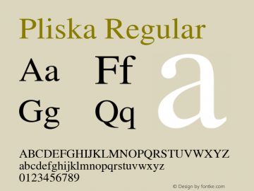 Pliska Regular Version 1.000; ttfautohint (v1.3) Font Sample