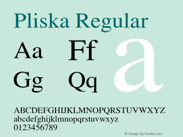 Pliska Regular Version 1.100; ttfautohint (v1.3) Font Sample