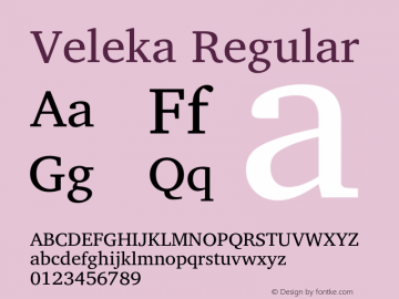 Veleka Regular Version 1.000 Font Sample