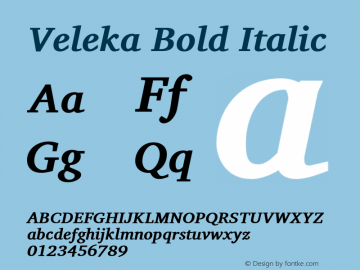 Veleka Bold Italic Version 5.000图片样张