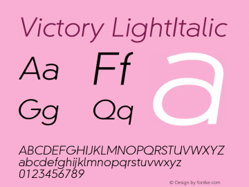 Victory LightItalic Version 001.000 Font Sample