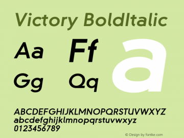 Victory BoldItalic Version 001.000 Font Sample
