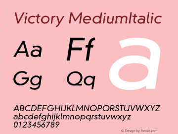 Victory MediumItalic Version 001.000 Font Sample