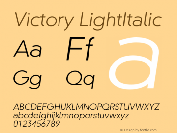 Victory LightItalic Version 001.000 Font Sample