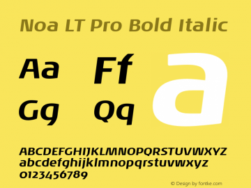 Noa LT Pro Bold Italic Version 2.00 Font Sample