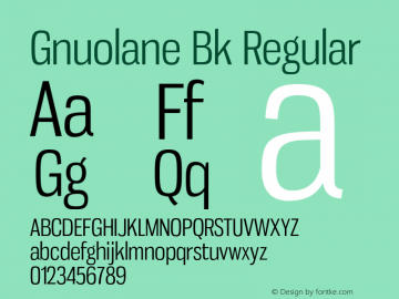 Gnuolane Bk Regular Version 2.001 Font Sample