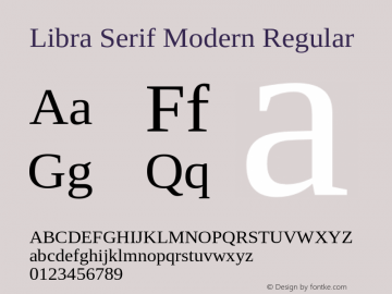 Libra Serif Modern Regular Version 1.000 Font Sample