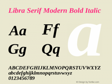 Libra Serif Modern Bold Italic Version 1.000 Font Sample