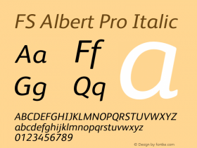 FS Albert Pro Italic Version 1.000 Font Sample