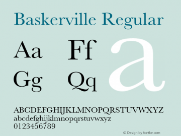 Baskerville Regular 1.1d1 Font Sample