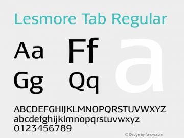 Lesmore Tab Regular Version 001.001; t1 to otf conv图片样张