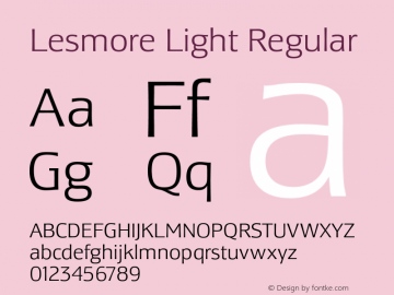 Lesmore Light Regular Version 001.001; t1 to otf conv Font Sample