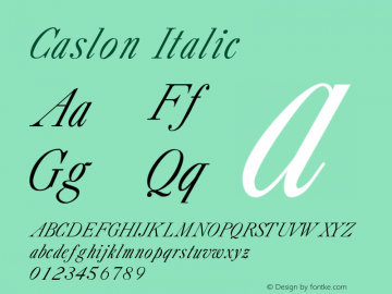 Caslon Italic Version 001.000 Font Sample