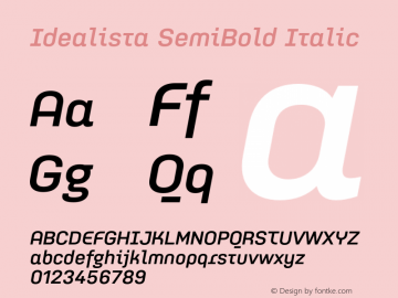 Idealista SemiBold Italic Version 001.000 Font Sample