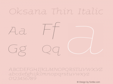 Oksana Thin Italic Version 2.001图片样张