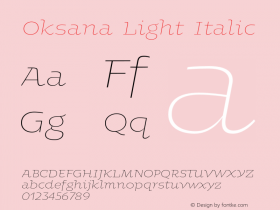 Oksana Light Italic Version 2.001 Font Sample