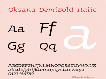 Oksana DemiBold Italic Version 2.001 Font Sample