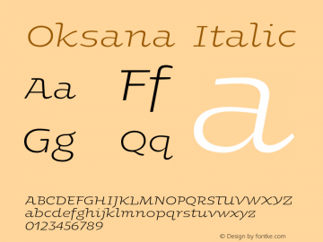 Oksana Italic Version 2.001 Font Sample