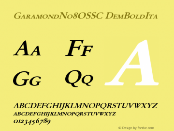 GaramondNo8OSSC DemBoldIta Version 1.001 Font Sample