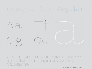 Oksana Thin Regular Version 2.001 Font Sample